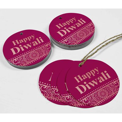 Etiquetas Pendentes de Papel Metalizado Feliz Diwali para Lembrancinhas - Inkdotpot 50 Etiquetas Metalizadas / Rosa - Ouro Rosé