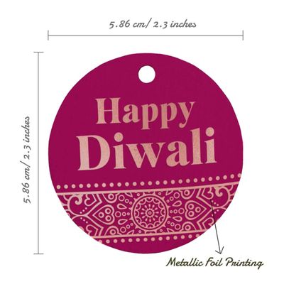Etiquetas Pendentes de Papel Metalizado Feliz Diwali para Lembrancinhas - Inkdotpot 50 Etiquetas Metalizadas / Rosa - Ouro Rosé