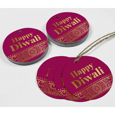 Etiquetas Pendentes de Papel Metalizado Feliz Diwali para Lembrancinhas - Inkdotpot 50 Etiquetas Metalizadas / Rosa - Ouro Rosé