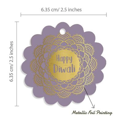 Etiquetas de Papel Metalizado para Lembrancinhas 'Feliz Diwali' para Pendurar - Inkdotpot 50 Etiquetas Metalizadas / Roxo - Ouro Rosé