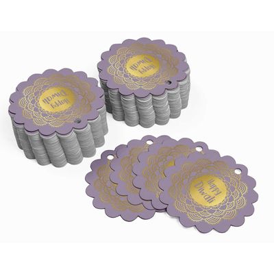 Etiquetas de Papel Metalizado para Lembrancinhas 'Feliz Diwali' para Pendurar - Inkdotpot 50 Etiquetas Metalizadas / Roxo - Ouro Rosé