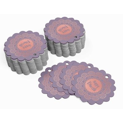 Etiquetas de Papel Metalizado para Lembrancinhas 'Feliz Diwali' para Pendurar - Inkdotpot 50 Etiquetas Metalizadas / Roxo - Ouro Rosé
