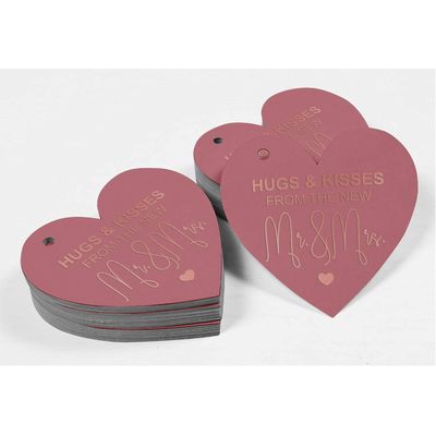 Etiquetas de Papel para Lembrancinhas de Casamento 'Hugs & Kisses' com Foil - Inkdotpot 50 Etiquetas Metalizadas / Rosa - Ouro Rosé