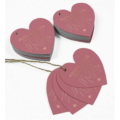 Etiquetas de Papel para Lembrancinhas de Casamento 'Hugs & Kisses' com Foil - Inkdotpot 50 Etiquetas Metalizadas / Rosa - Ouro Rosé