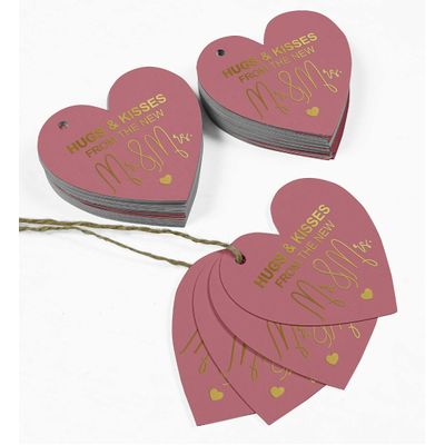 Etiquetas de Papel para Lembrancinhas de Casamento 'Hugs & Kisses' com Foil - Inkdotpot 50 Etiquetas Metalizadas / Rosa - Ouro Rosé