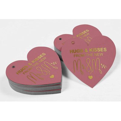 Etiquetas de Papel para Lembrancinhas de Casamento 'Hugs & Kisses' com Foil - Inkdotpot 50 Etiquetas Metalizadas / Rosa - Ouro Rosé