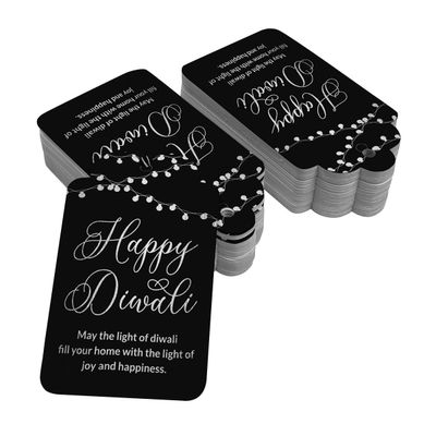 Etiquetas Pendentes de Papel Metalizado 'Happy Diwali' Para Lembrancinhas - Inkdotpot 50 Etiquetas Metalizadas / Preto - Prata