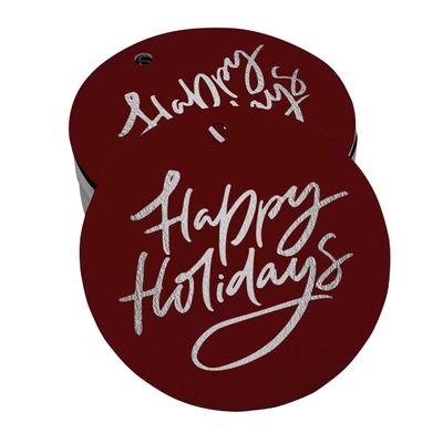 Etiqueta de Papel Metalizado para Pendurar 'Happy Holiday' para Lembrancinha - Inkdotpot 50 Etiquetas Metalizadas / Vermelho - Prata