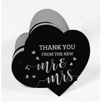Etiqueta de Papel Metalizado "Thank You" para Lembrancinha de Casamento - Inkdotpot 100 Etiquetas Metalizadas / Preto - Prata