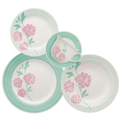 Kit Jogo Pratos Raso E Fundo Para 2 Pessoas 4 Peças Oxford Bloom
