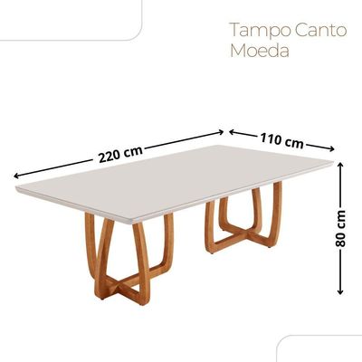 Mesa Para Sala De Jantar Flora Tampo Canto Moeda Laqueado Cinamomo Imbua/ Laqueado Off