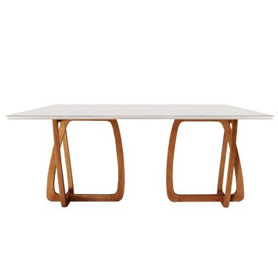 Mesa Para Sala De Jantar Flora Tampo Canto Moeda Laqueado Cinamomo Imbua/ Laqueado Off