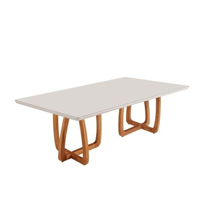 Mesa Para Sala De Jantar Flora Tampo Canto Moeda Laqueado Cinamomo Imbua/ Laqueado Off