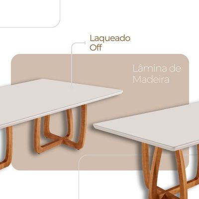 Mesa Para Sala De Jantar Flora Tampo Canto Moeda Laqueado Cinamomo Imbua/ Laqueado Off