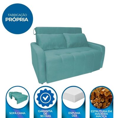 Sofá Cama Para Sala De Estar Amora New Veludo Matrix - Verd Verde Agua