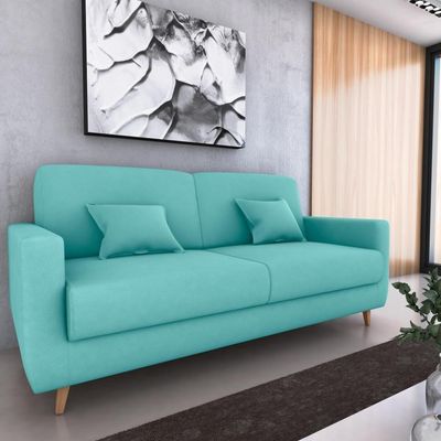 Sofá Cama Emília 2 Lugares 190cm Veludo Verde Menta Matrix