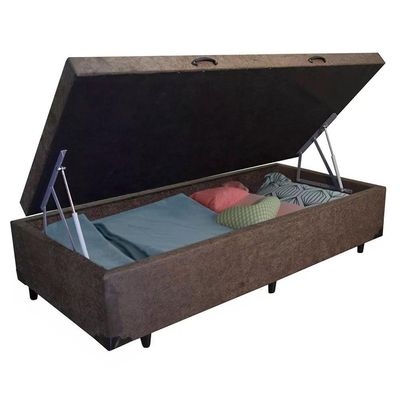 Cama Box Baú Solteiro Suede Mega Cama Marrom 88x188x45cm