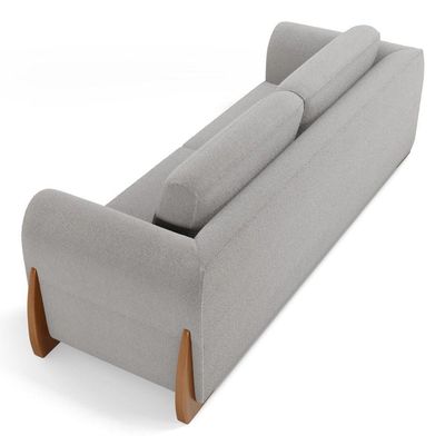 Sofá Living Bloom 200cm 03 Lugares Com Pés De Madeira Bouclê Cinza - Desk Design