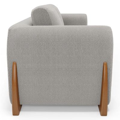 Sofá Living Bloom 200cm 03 Lugares Com Pés De Madeira Bouclê Cinza - Desk Design