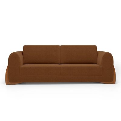 Sofá Living Bloom 220cm 03 Lugares Com Pés De Madeira Bouclê Terracota - Desk Design