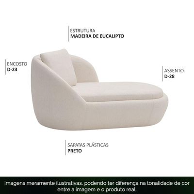 Chaise Para Sala Kaira 167cm Com Almofada Linho Bege Claro - Nexta Casa