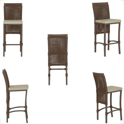 Mesa Bistrô E 2 Banquetas Roma Marrom Corda Estofado 7 Trama Marrom