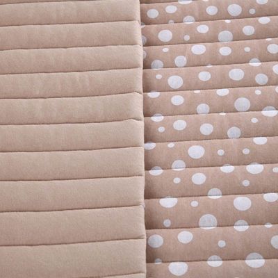 Kit Cobre Leito Colcha Polly Casal 3 Peças Malha 100% Algodão Estampa Bolinhas - Bege