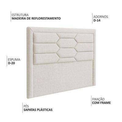Cabeceira Casal King Cama Box 195 Cm Roma Linho Cru - Nexta Casa