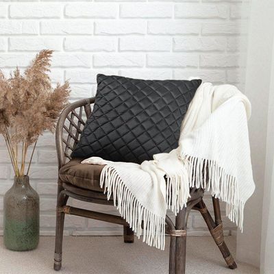 Almofada Tressê 50x50cm Veludo Preto - Nexta Casa