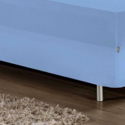 Jogo De Cama Solteiro Nobre 2 Peças Luva De Box 55cm De Altura Malha 100% Algodão - Azul-bebê