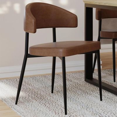 Cadeira De Jantar Estofada Fixa Chloe M25 Sintético Marrom - Mpozenato