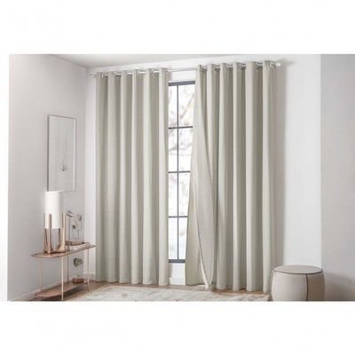 Cortina Delicatta Para Varão Simples 3,00m X 2,60m Com Forro 100% Poliéster - Marfim