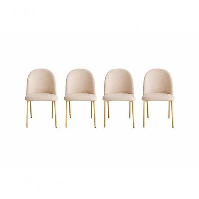 Kit 04 Cadeiras Jantar Cecilia Pé Metal Dourado Courino Base Dourada-courino Bege