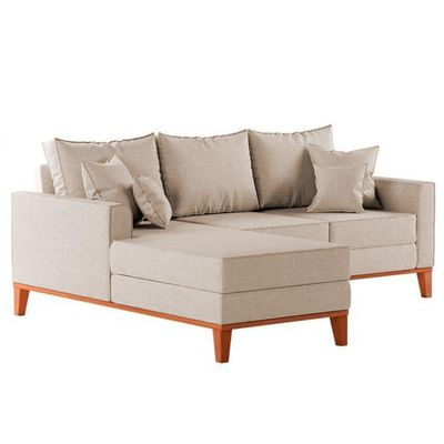 Sofá 3 Lugares Beny Com Chaise Esquerdo Linho Bege