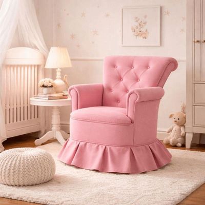 Poltrona Amentação Confortável Com Balanço Descanso Quarto Bebê Aconchego Suede Suede Rosa