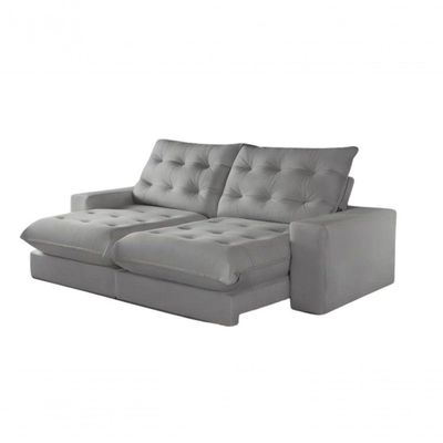 Sofá Milão Retrátil E Reclinável 250cm Com Super Pillow De 30cm Com Molas Pocket - Prata