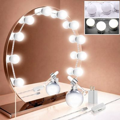 Kit Iluminação Led Para Espelho Camarim Com 10 Lâmpadas Usb Luz Branca