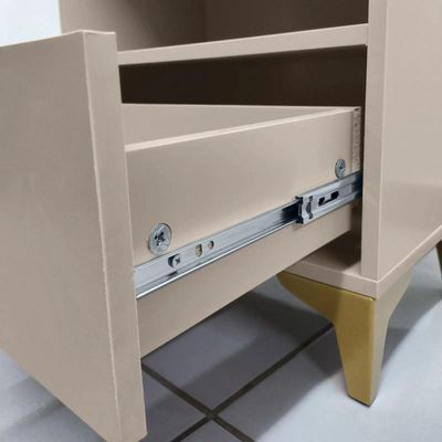 Mesa de Cabeceira Moderna Gaveta Nicho Corrediça Telescópica Puxador Cava Off White 1 MDF