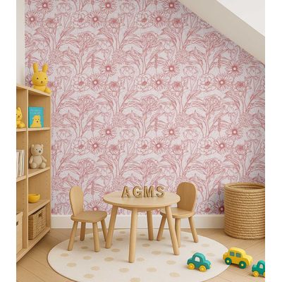 Papel de Parede Vinílico Autoadesivo, Estampa Floral Grande em Contorno, À Prova D'Água, Laranja - para Quartos e Armários - S4Sassy 63,5 cm (L) × 152,4 cm (C) / Laranja - Vinil Liso