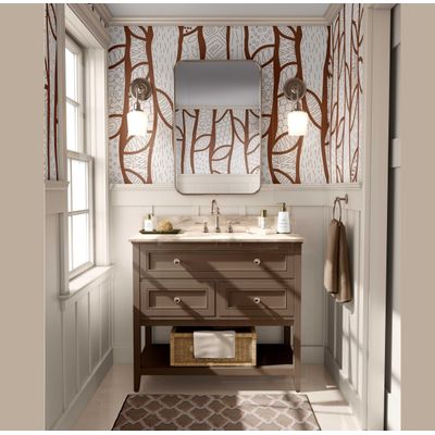 Papel de Parede Vinílico Autoadesivo Padrão Abstrato de Árvore Moderno Marrom, Decoração Fácil para Quarto, Armários e Sala - S4Sassy 63,5 cm (L) × 914,4 cm (C) / Marrom - Vinil Liso