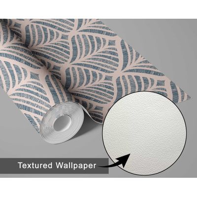 Papel de Parede Autocolante Decorativo Folha Leque Impermeável Azul Removível Amigável para Inquilinos Quarto/Sala de Jantar - S4sassy 63,5 cm (L) × 152,4 cm (C) / Azul - Vinil Texturizado