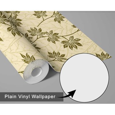 Papel de Parede Autoadesivo Destacável, Mural com Estampa de Folhas Verdes, para Entrada e Escritório, Solução - S4sassy 63,5 cm (L) × 152,4 cm (C) / Verde - Vinil Texturizado