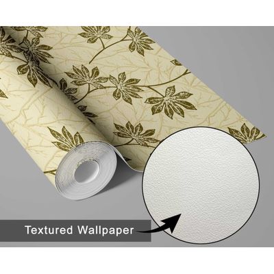 Papel de Parede Autoadesivo Destacável, Mural com Estampa de Folhas Verdes, para Entrada e Escritório, Solução - S4sassy 63,5 cm (L) × 152,4 cm (C) / Verde - Vinil Texturizado
