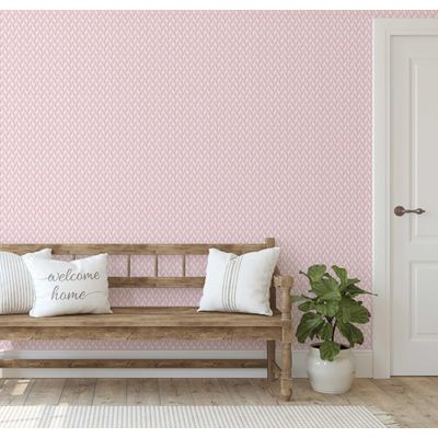 Papel de Parede Autoadesivo Linhas Geométricas Rosa Monocromática, Vinílico Removível DIY para Parede de Entrada, Decoração - S4sassy 63,5 cm (L) × 609,6 cm (C) / Rosa - Vinil Texturizado