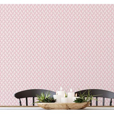 Papel de Parede Autoadesivo Linhas Geométricas Rosa Monocromática, Vinílico Removível DIY para Parede de Entrada, Decoração - S4sassy 63,5 cm (L) × 609,6 cm (C) / Rosa - Vinil Texturizado