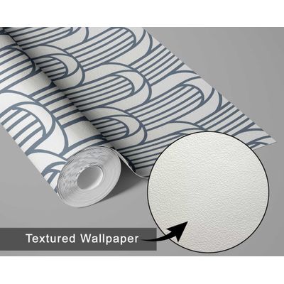 Vinil Autoadesivo Removível Arco Geométrico, Mural Moderno Azul para Quarto, Banheiro, Lavanderia e Closet - S4Sassy 63,5 cm (L) × 152,4 cm (C) / Azul - Vinil Texturizado