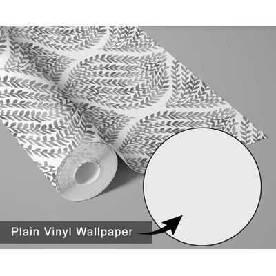 Papel de Parede Folha em Gota Cinza, Revestimento Botânico Monocromático Vinílico Autoadesivo, Decoração DIY para Quarto e Sala - S4Sassy 63,5 cm (L) × 304,8 cm (C) / Cinza - Vinil Liso