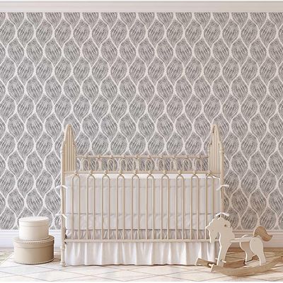 Papel de Parede Folha em Gota Cinza, Revestimento Botânico Monocromático Vinílico Autoadesivo, Decoração DIY para Quarto e Sala - S4Sassy 63,5 cm (L) × 304,8 cm (C) / Cinza - Vinil Liso
