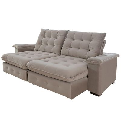 Sofá 4 Lugares Coliseu 2.60m Retrátil E Reclinável Super Pillow - Avelã