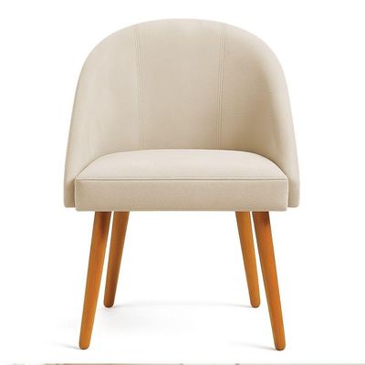 Kit 02 Cadeiras Poltrona De Jantar Luna Suede Pés Palito Castanho - Pallazio Cor Bege